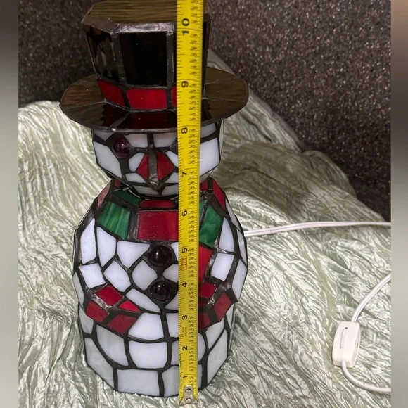 Festive Stained Glass Snowman Light - Picture 7 of 8